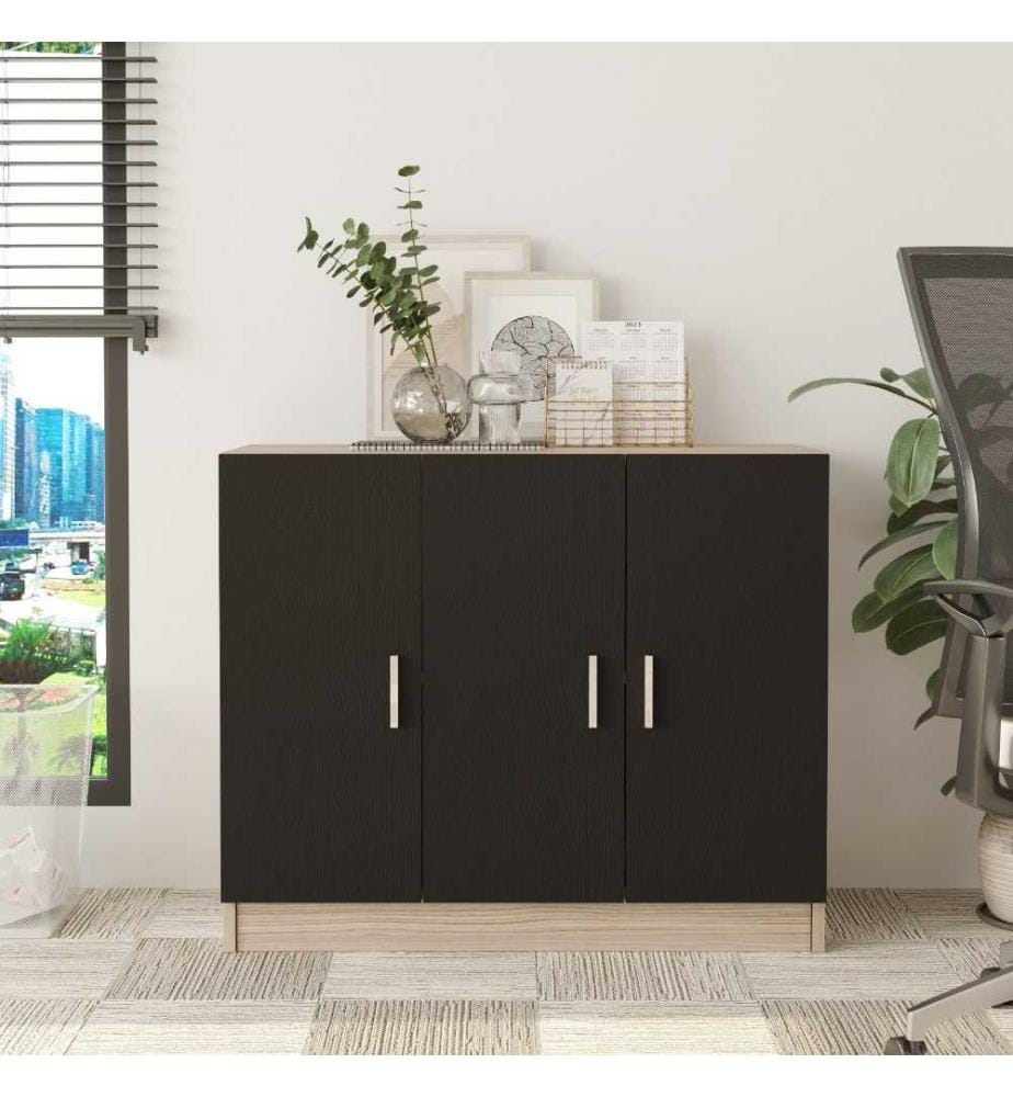 Armoire multifonctions, chêne noir, panneau de particules mélaminé