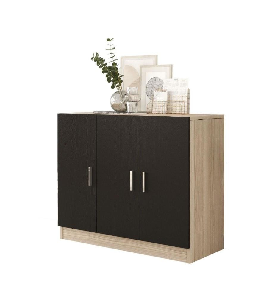 Armoire multifonctions, chêne noir, panneau de particules mélaminé