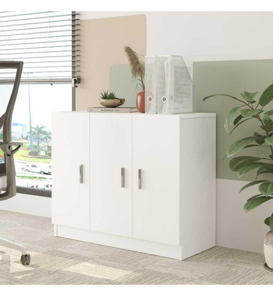 Armoire multifonctions, blanc, panneau de particules mélaminé
