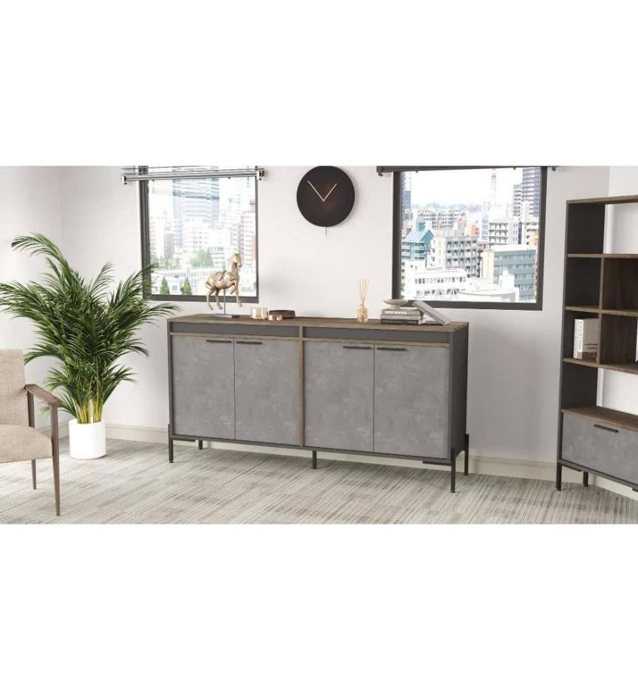 Armoire polyvalente, brun gris anthracite, panneau de particules mélaminé