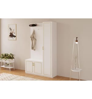 Appendiabiti da ingresso, bianco opaco, in truciolato di qualità E1 con rivestimento in melamina al 100%.
