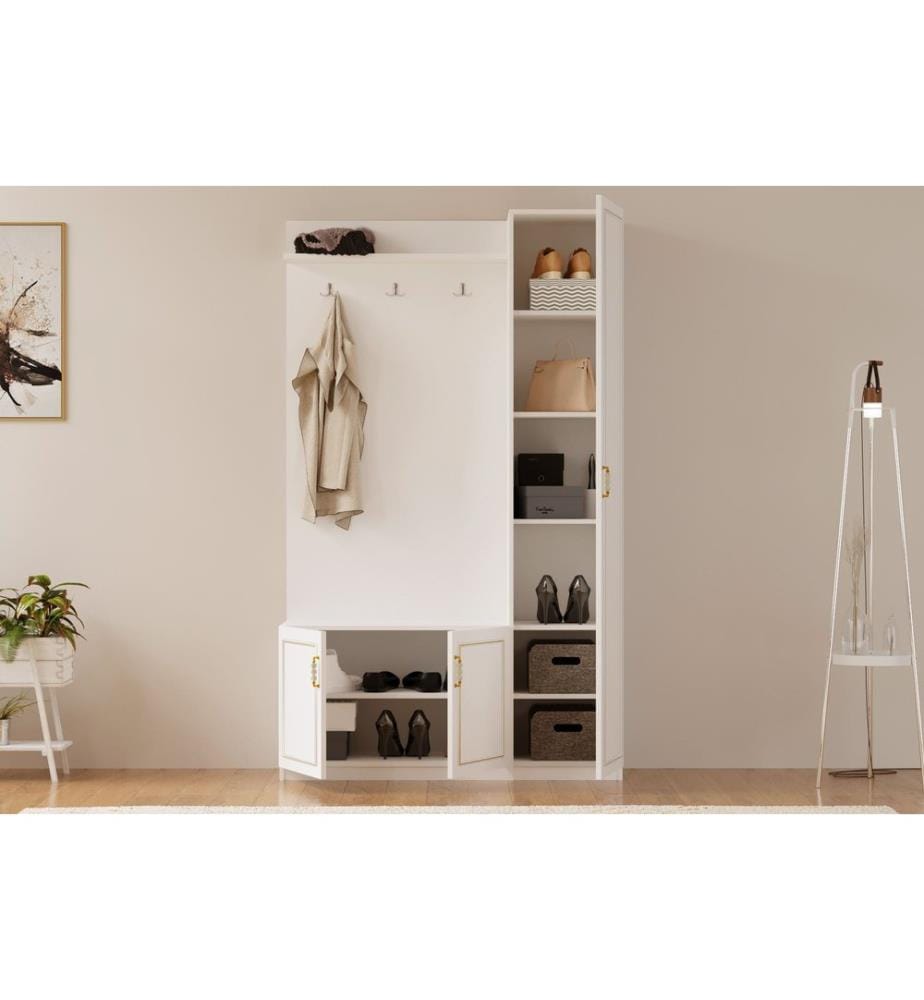 Portemanteau, blanc mat, 100 % panneau de particules de qualité E1 mélaminé