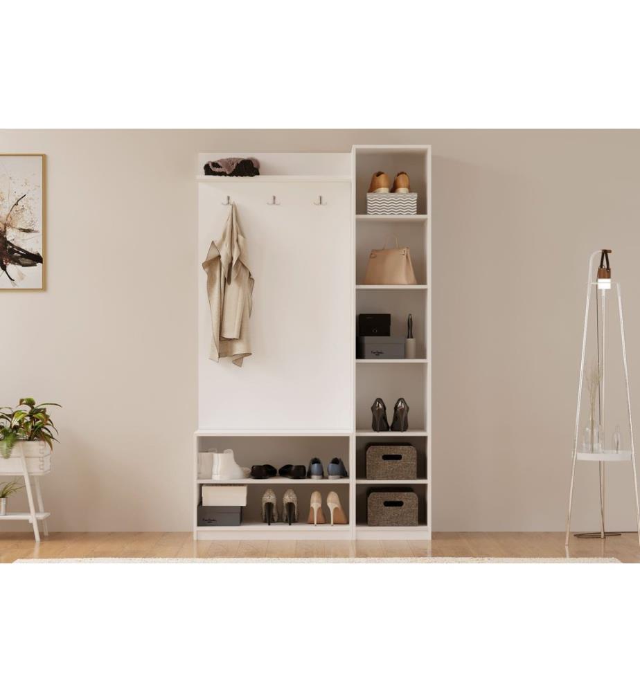 Portemanteau, blanc mat, 100 % panneau de particules de qualité E1 mélaminé