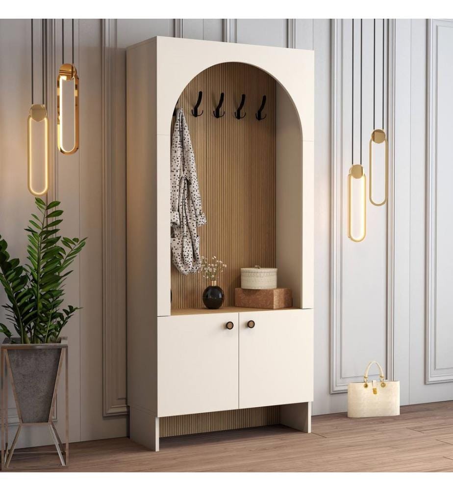 Portemanteau, crème, chêne, 100 % panneau de particules mélaminé