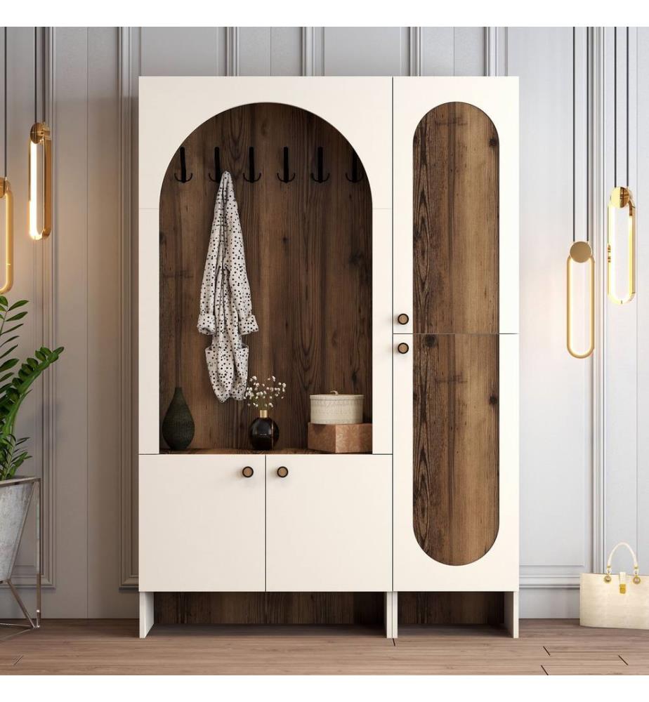 Portemanteau, crème, noyer, 100 % panneau de particules mélaminé