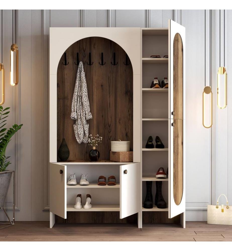 Portemanteau, crème, noyer, 100 % panneau de particules mélaminé