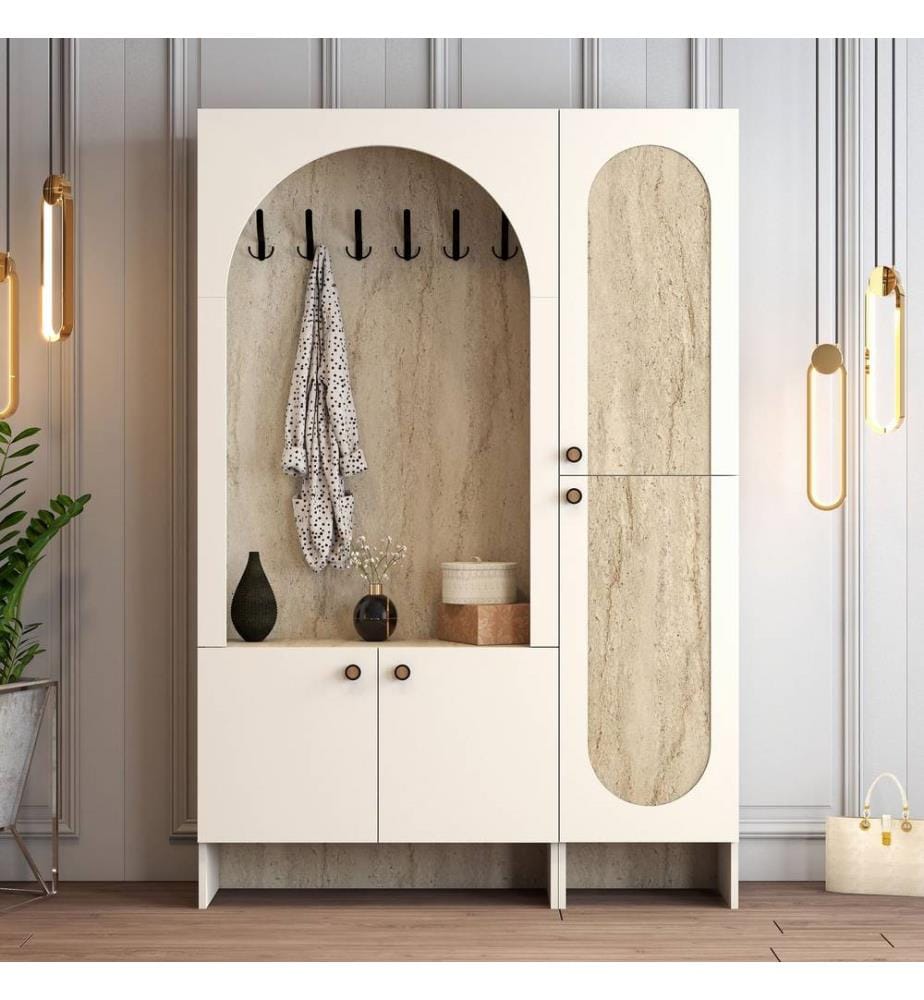 Portemanteau, crème, travertin, 100 % panneau de particules mélaminé