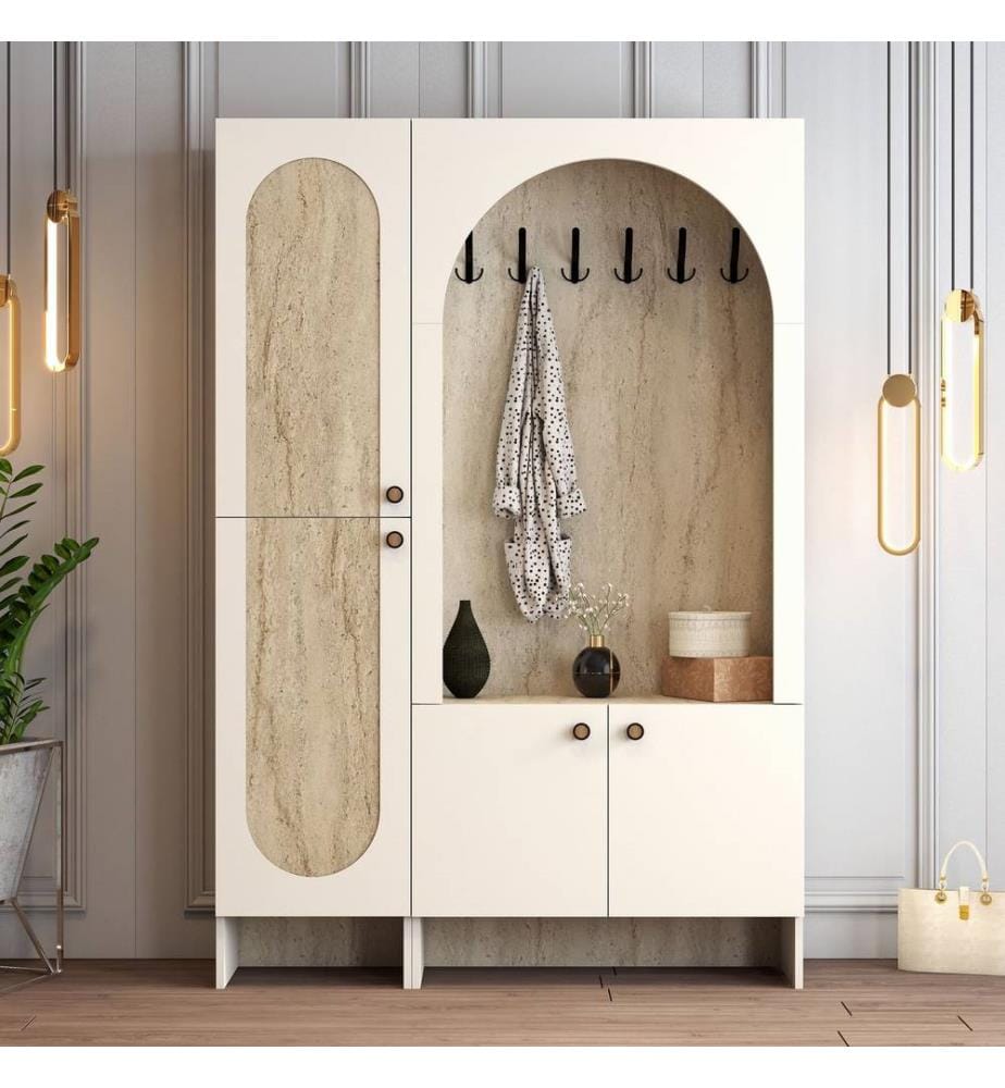 Portemanteau, crème, travertin, 100 % panneau de particules mélaminé