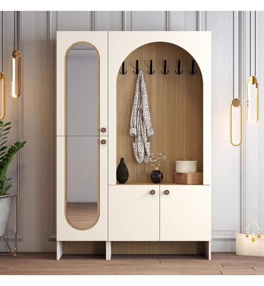 Portemanteau, crème, chêne, 100 % panneau de particules mélaminé