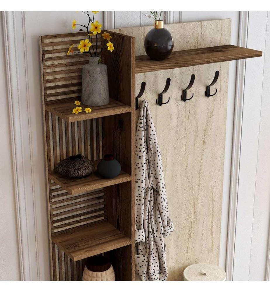 Portemanteau, noyer, travertin, 100 % panneau de particules mélaminé