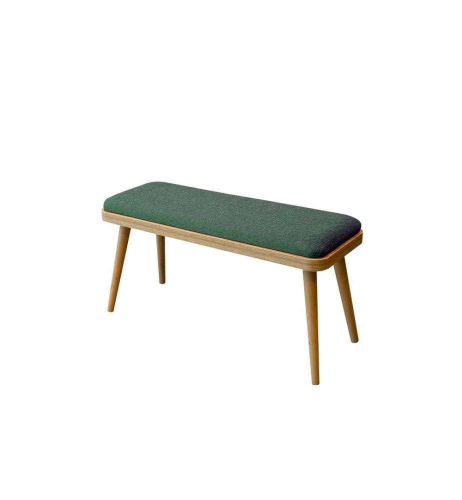 Banc, chêne, vert, 100 % panneau de particules mélaminé, housse : 100 % lin