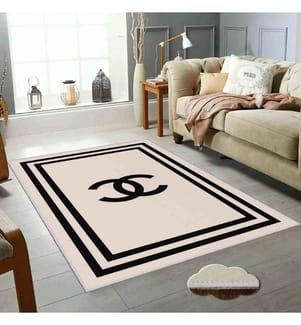 Tapis, beige, noir, 100% polyester, 60 x 100 cm
