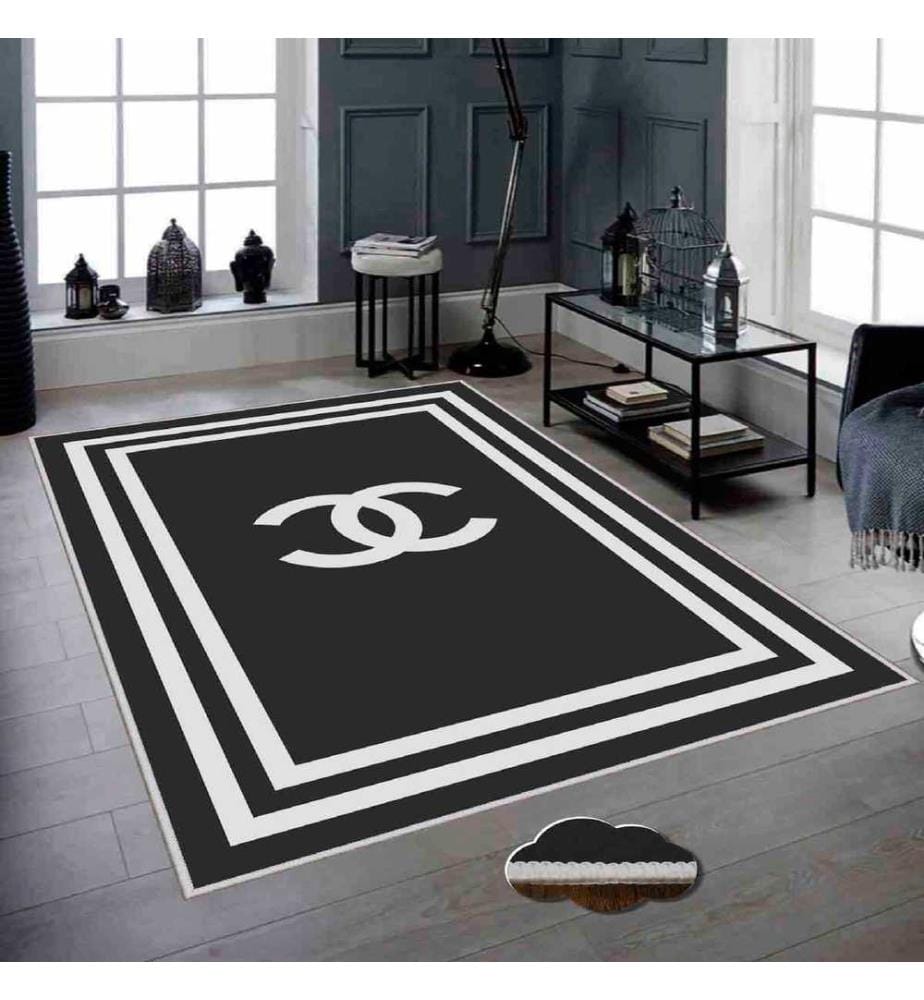 Tappeto, Nero, Bianco, 100% poliestere, 160 x 230 cm