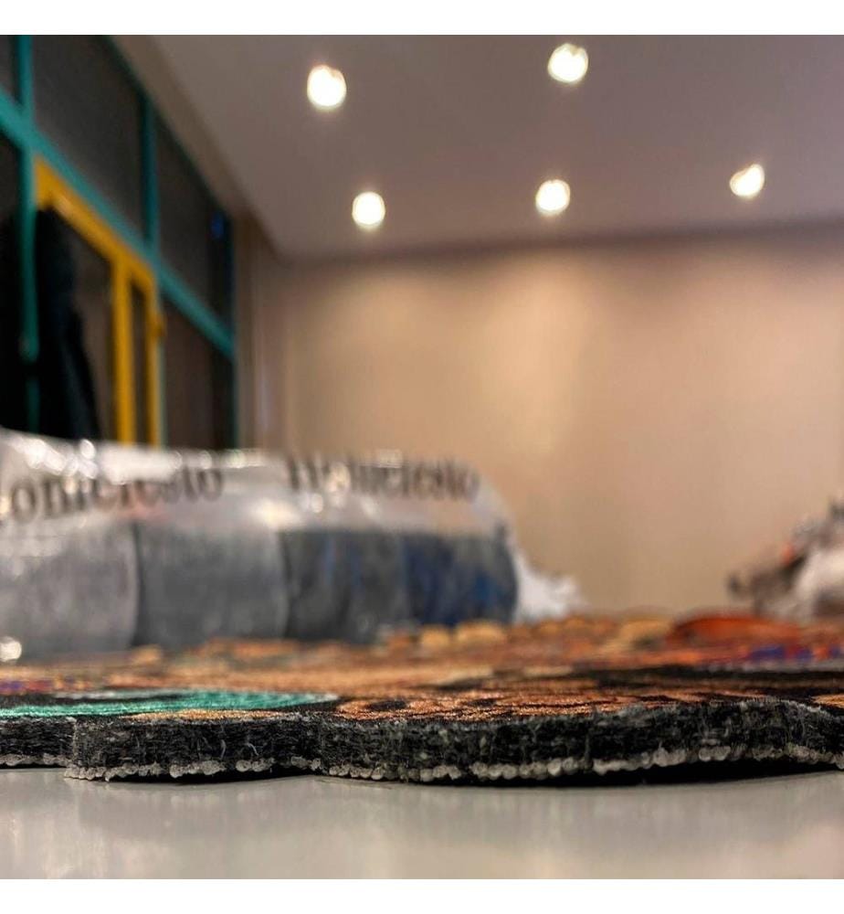 Tapis, Gris, Marron, Blanc, Noir, 100% Polyester, 80 x 150 cm