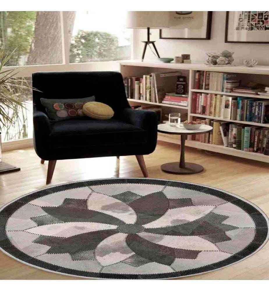 Tappeto, Beige, Grigio, Nero, 100% poliestere, Diametro: 70 cm