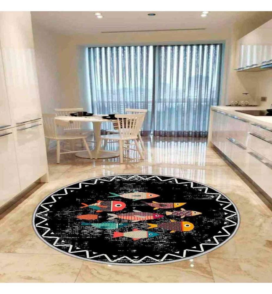 Tappeto, Rosa, Arancione, Blu, Nero, 100% poliestere, Diametro: 80 cm