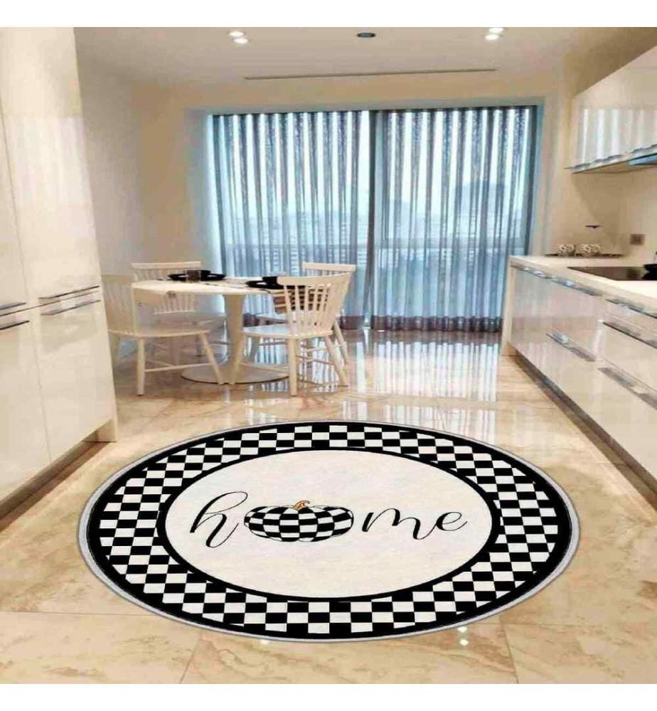 Tappeto, Bianco, Nero, 100% poliestere, Diametro: 180 cm