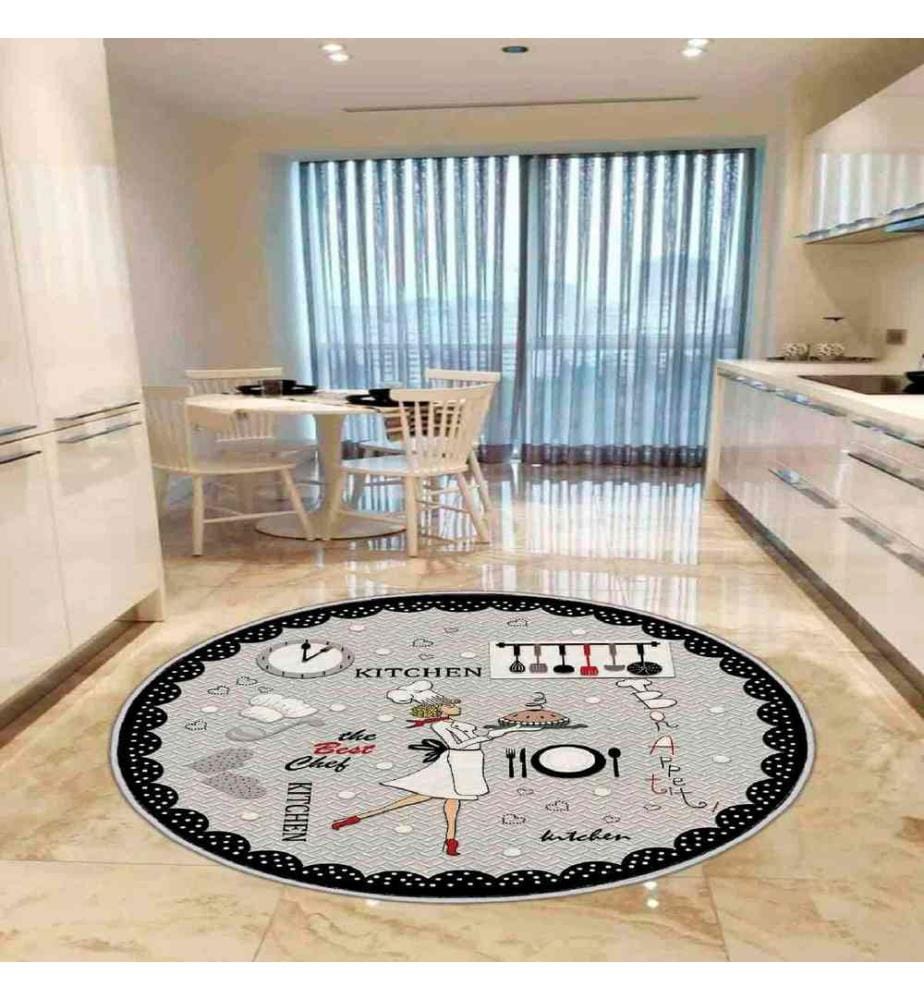 Tappeto, Grigio, Bianco, Rosso, Nero, 100% poliestere, Diametro: 140 cm