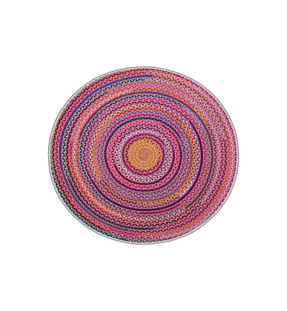 Tappeto, Rosa, Bianco, Giallo, Verde, 100% poliestere, Diametro: 80 cm