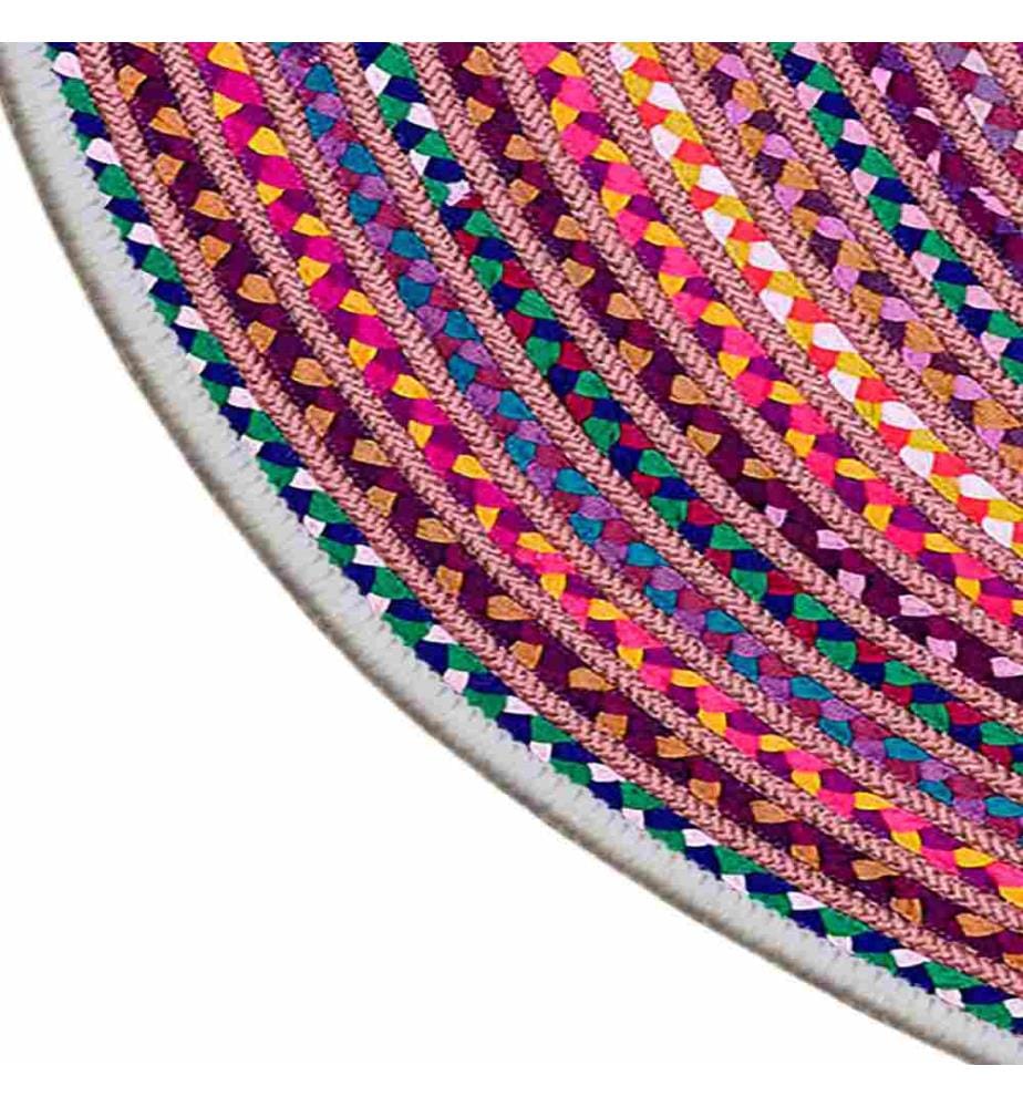 Tappeto, Rosa, Bianco, Giallo, Verde, 100% poliestere, Diametro: 100 cm