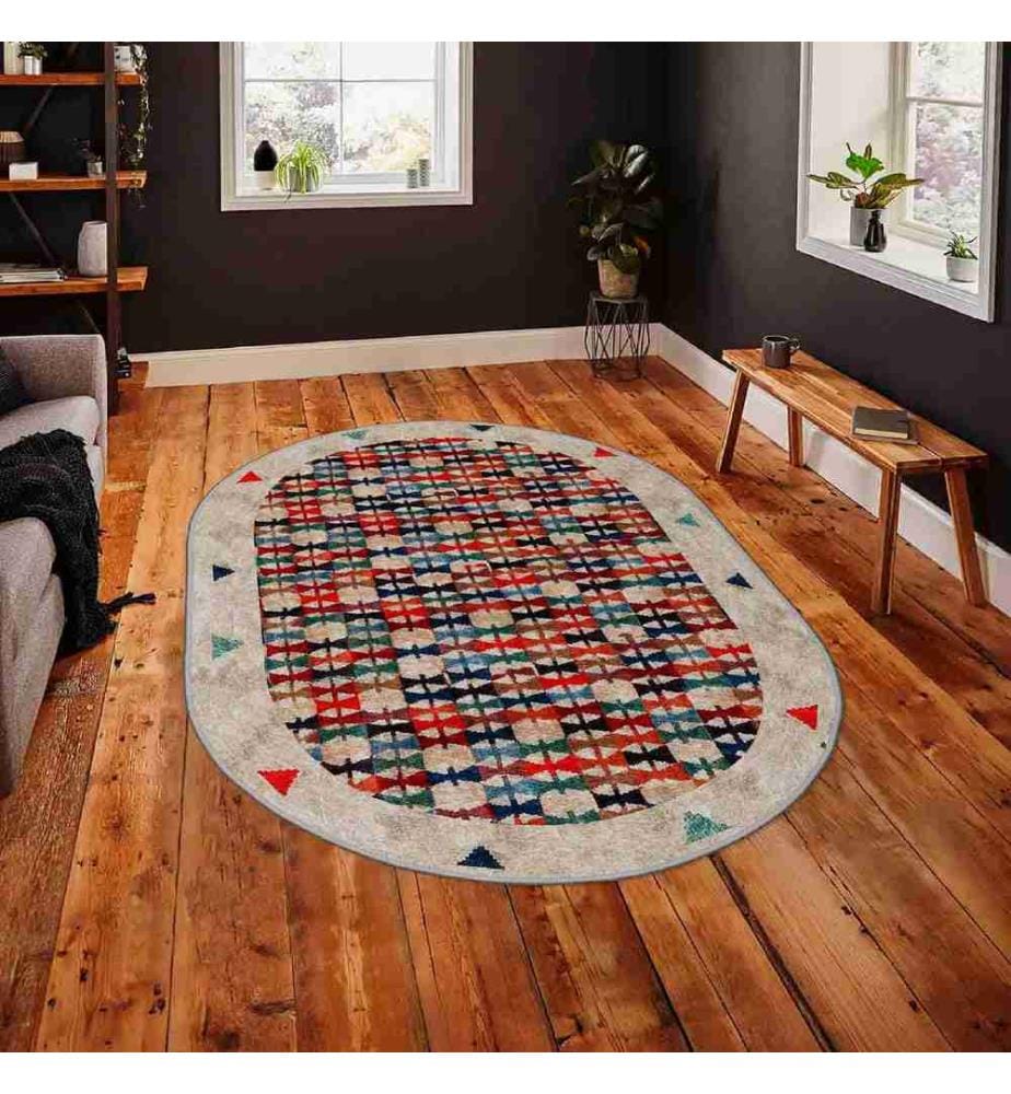 Tappeto, Beige, Verde, Rosso, Nero, 100% poliestere, 120 x 180 cm