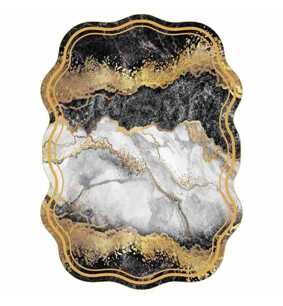 Tappeto, Bianco, Oro, Nero, 100% poliestere, 160 x 230 cm