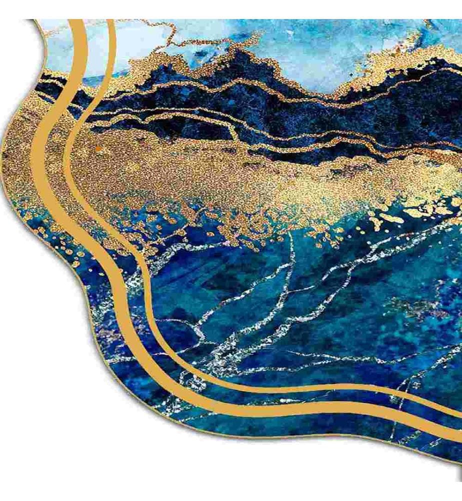 Teppich, Weiss, Blau, Gold, 100% Polyester, 80 x 120 cm