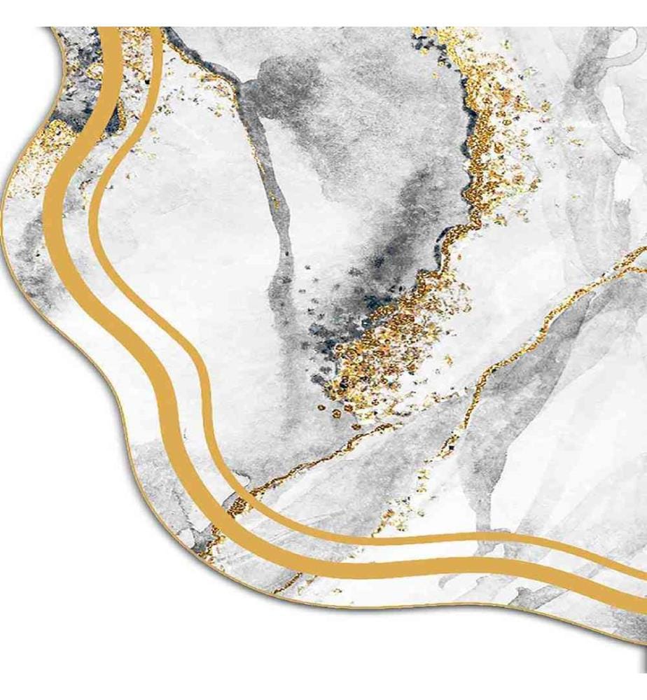 Tappeto, Bianco, Grigio, Oro, 100% poliestere, 100 x 200 cm