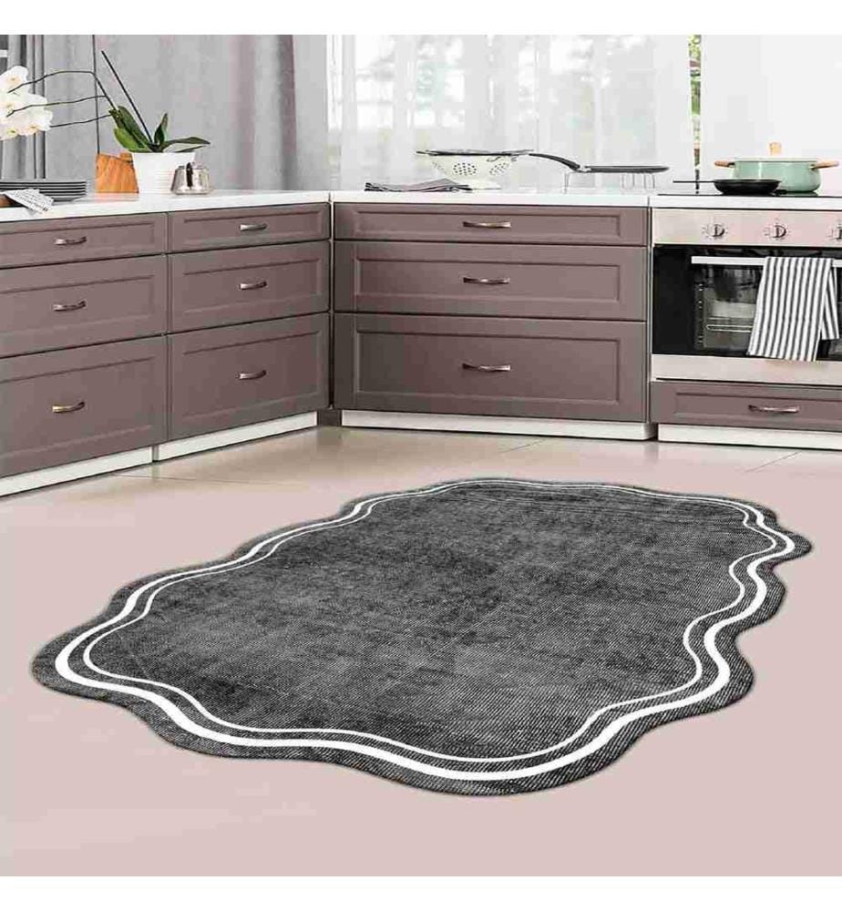 Tapis, gris, blanc, 100% polyester, 60 x 100 cm