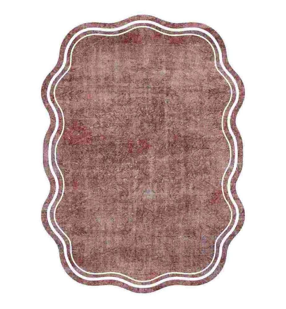 Tappeto, Rosso piastrella, Bianco, 100% poliestere, 80 x 120 cm