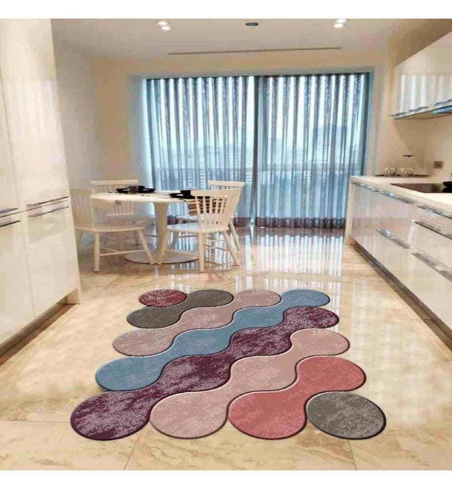 Tappeto, Rosso chiaretto, Salmone, Cipria, Blu, Visone, 100% poliestere, 60 x 100 cm