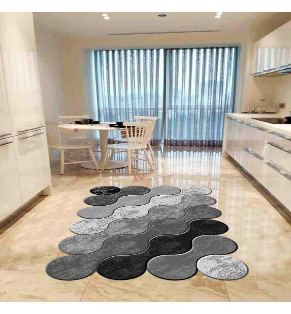 Tappeto, Bianco, Grigio, Nero, 100% poliestere, 100 x 300 cm