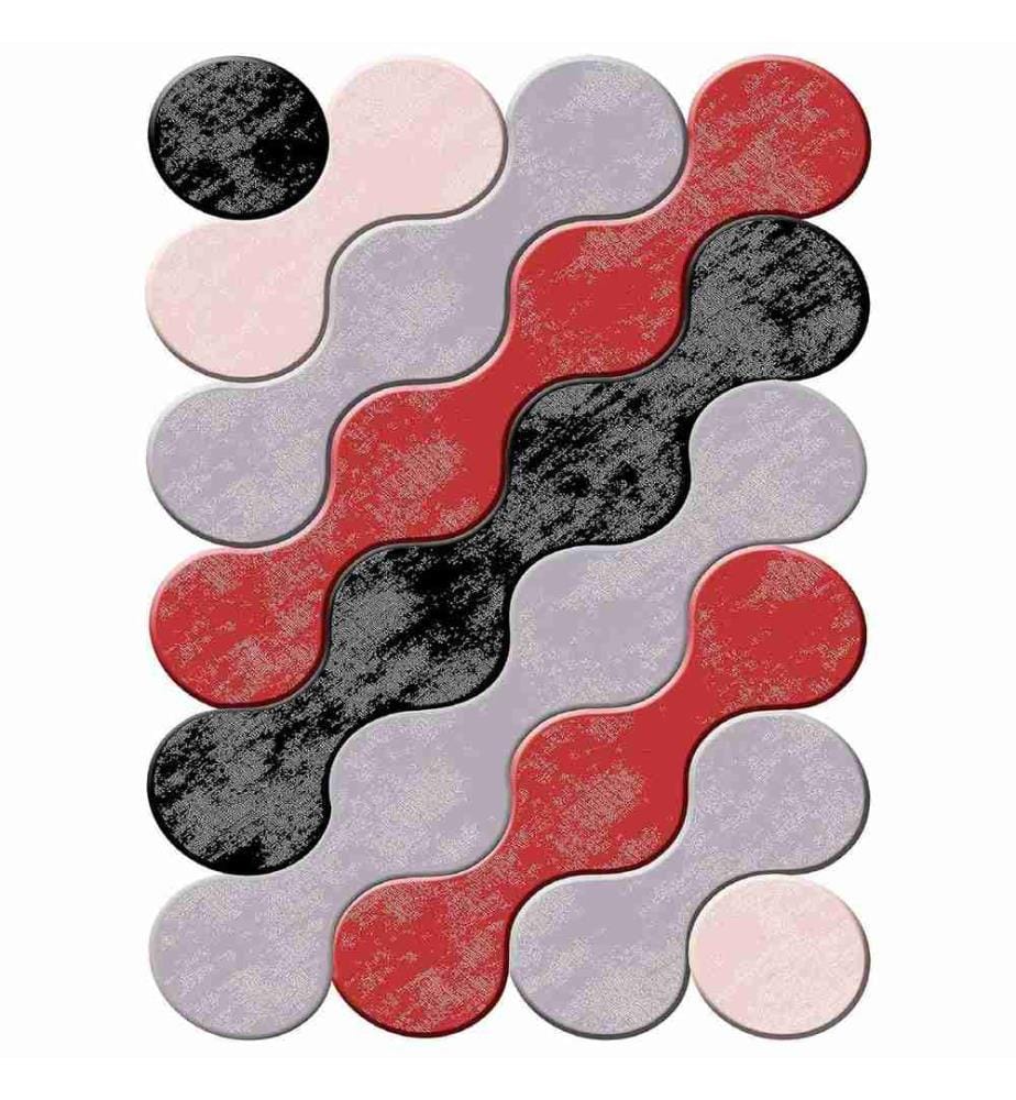 Tappeto, Beige, Grigio, Rosso, Nero, 100% poliestere, 100 x 300 cm