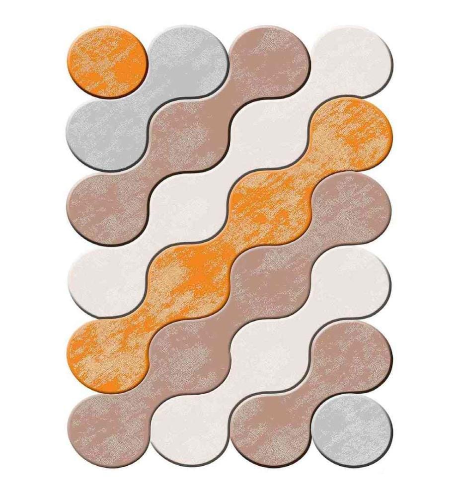 Tappeto, Arancione, Grigio, Marrone, 100% poliestere, 80 x 150 cm