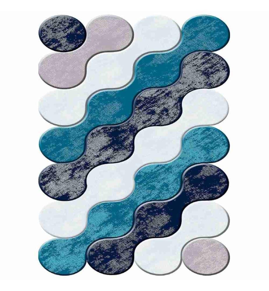 Tappeto, azzurro, turchese, lilla, blu navy, 100% poliestere, 80 x 300 cm