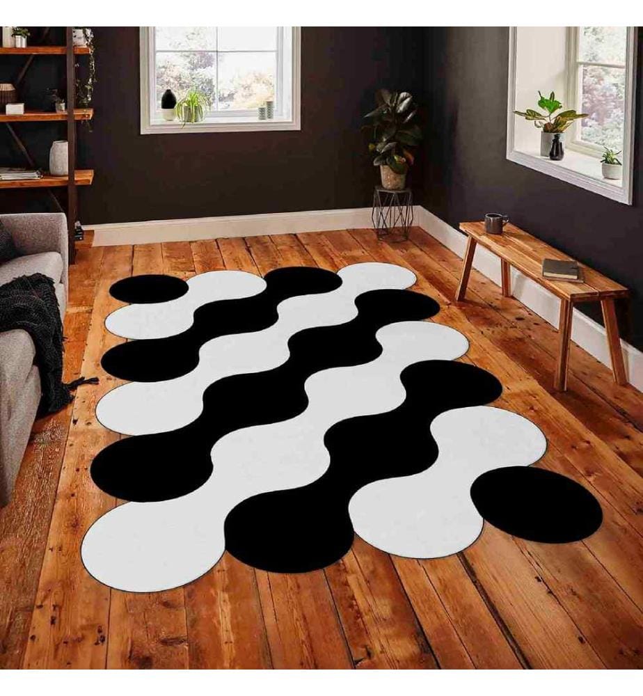 Tappeto, Bianco, Nero, 100% poliestere, 60 x 100 cm