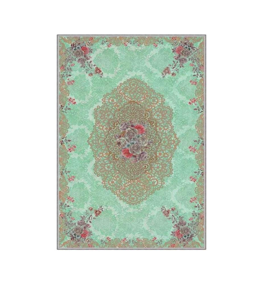 Tappeto, Verde, Bianco, Rosso, Beige, 100% poliestere, 80 x 120 cm