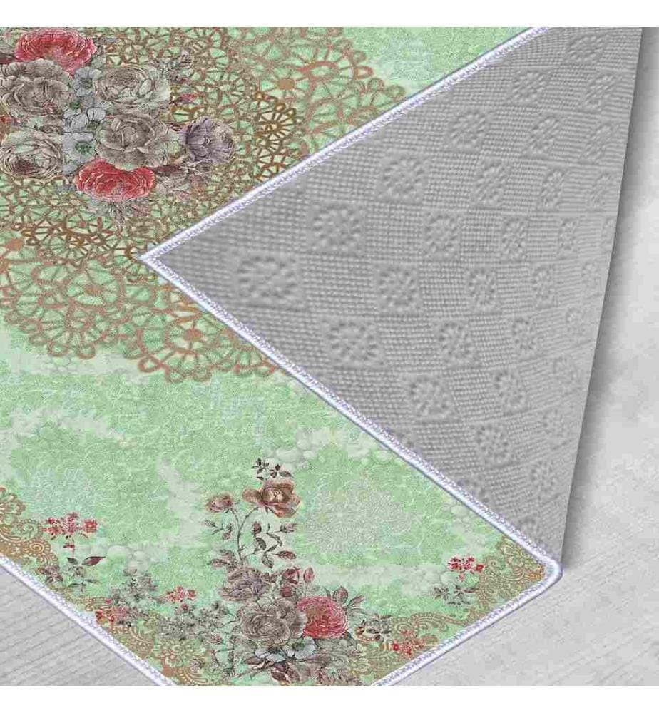 Tappeto, Verde, Bianco, Rosso, Beige, 100% poliestere, 80 x 300 cm