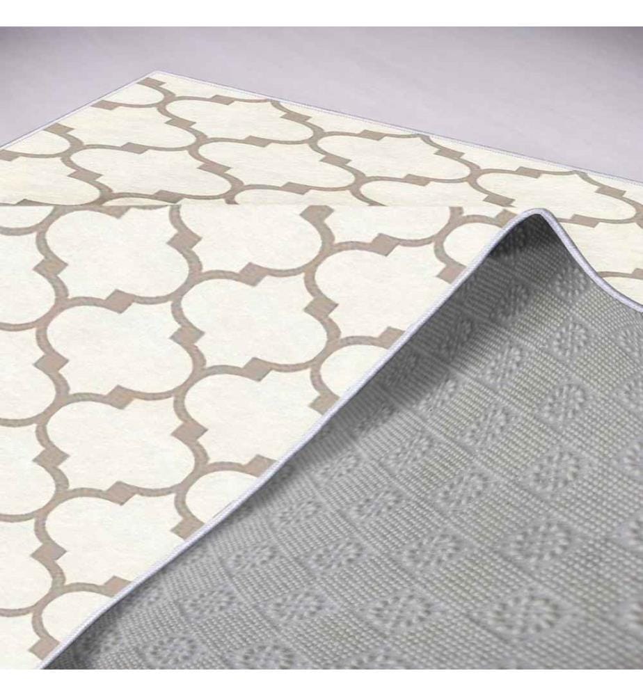 Tappeto, Bianco, Beige, 100% poliestere, 80 x 300 cm