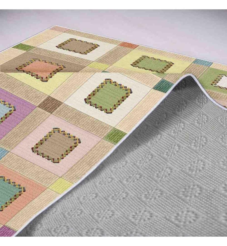 Tapis, Fuchsia, Vert, Bleu, Jaune, Marron, 100% Polyester, 80 x 150 cm