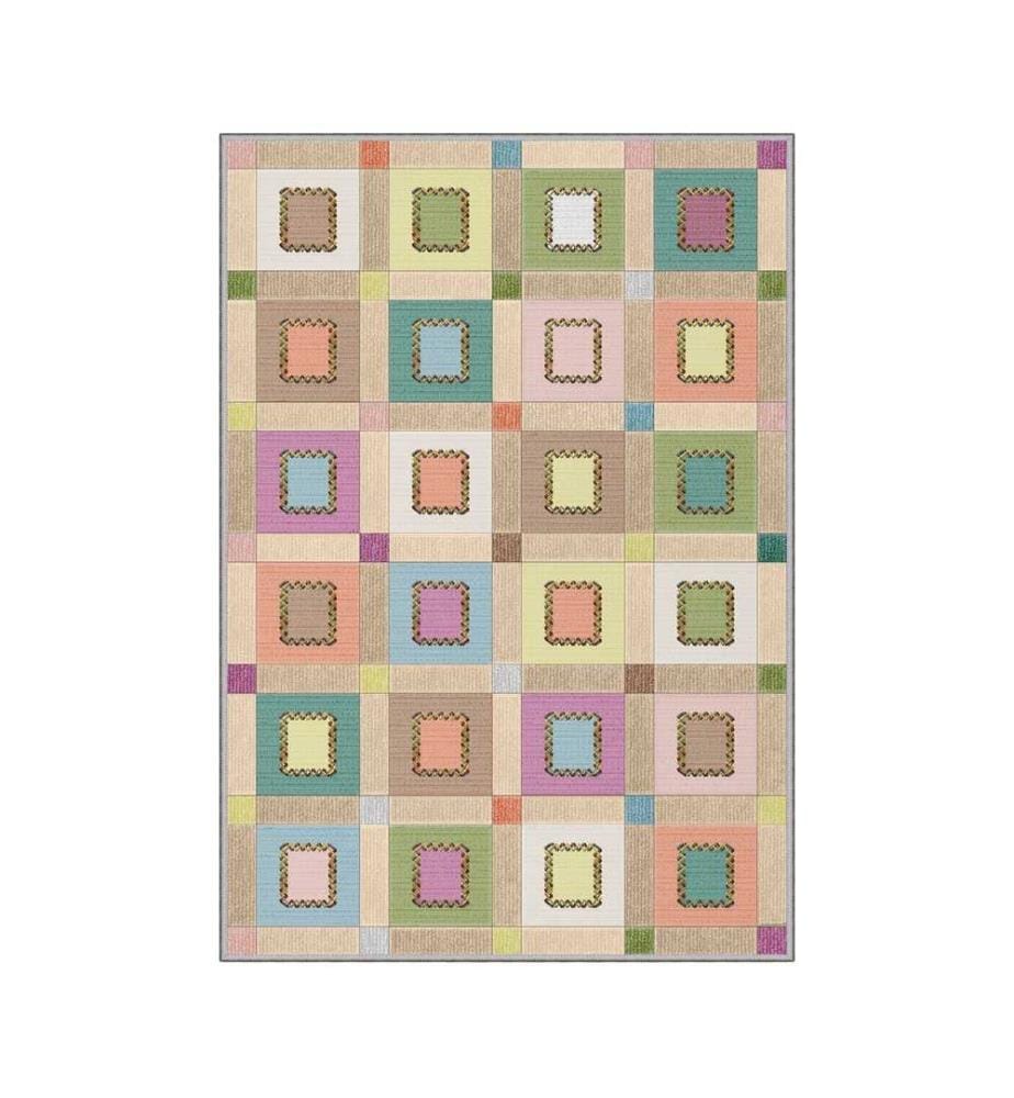 Tapis, Fuchsia, Vert, Bleu, Jaune, Marron, 100% Polyester, 80 x 150 cm