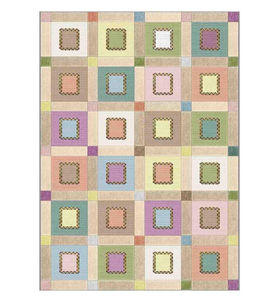 Tappeto, Fucsia, Verde, Blu, Giallo, Marrone, 100% poliestere, 80 x 300 cm