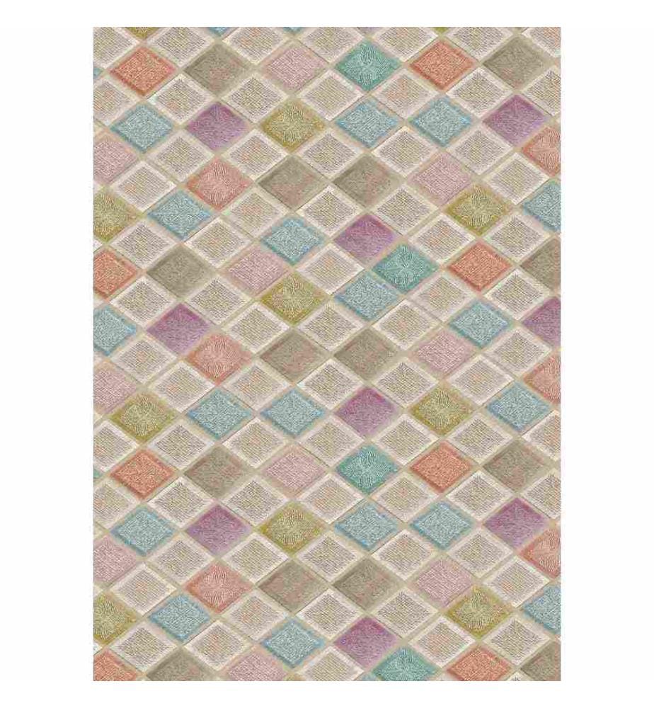 Tappeto, Cipria, Rosa, Salmone, Blu, Visone, 100% poliestere, 120 x 180 cm