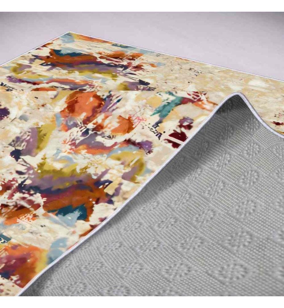 Tappeto, Beige, Giallo, Blu, Rosso, Marrone, 100% poliestere, 60 x 100 cm