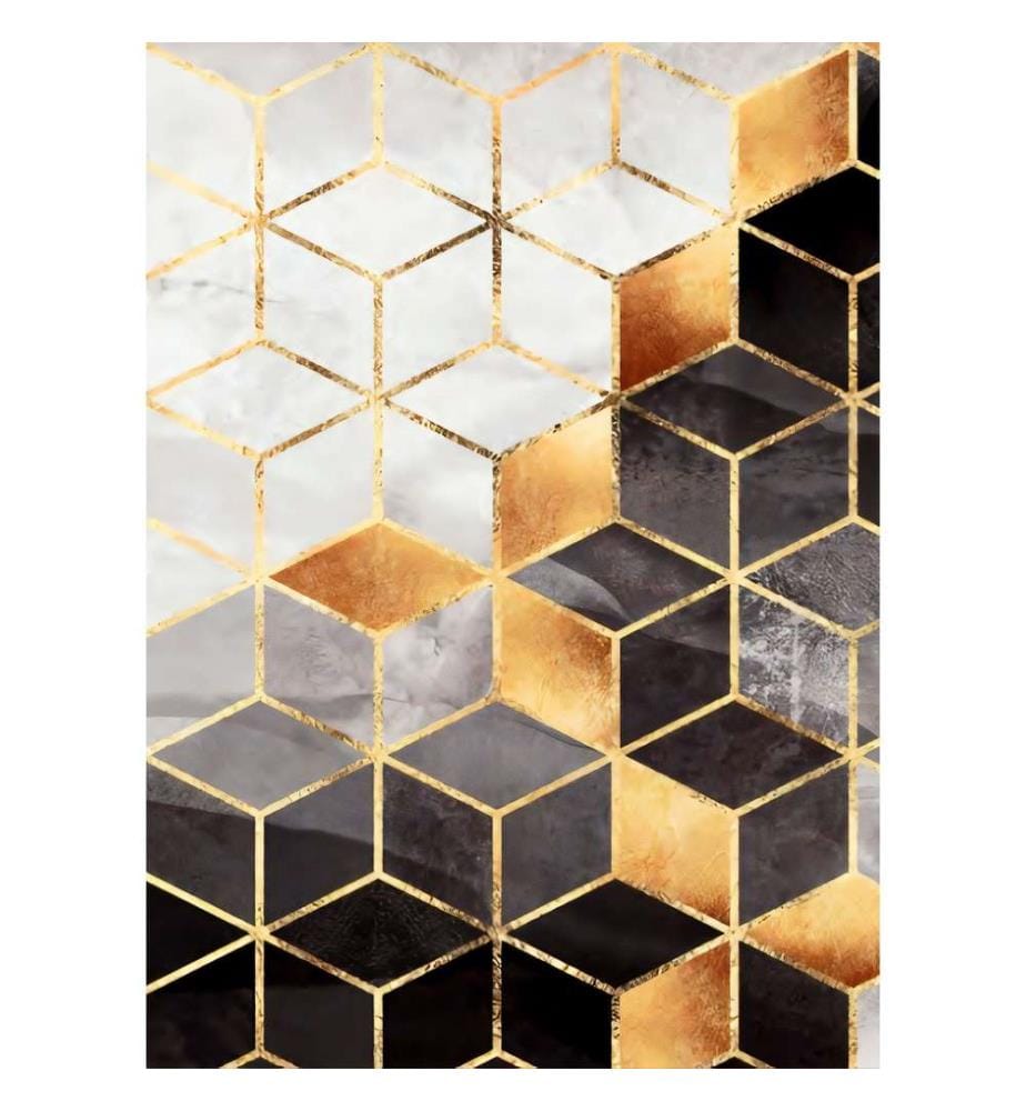Tappeto, Bianco, Grigio, Arancione, Nero, 100% poliestere, 80 x 120 cm