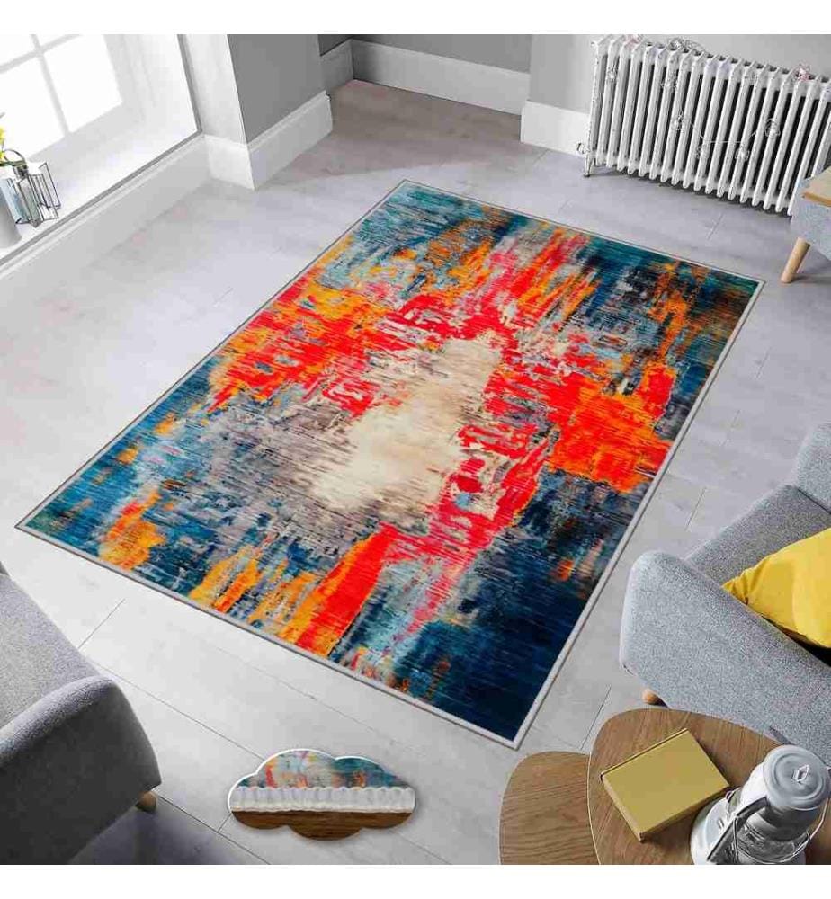 Tappeto, Bianco, Fucsia, Arancione, Blu, Grigio, 100% poliestere, 160 x 230 cm