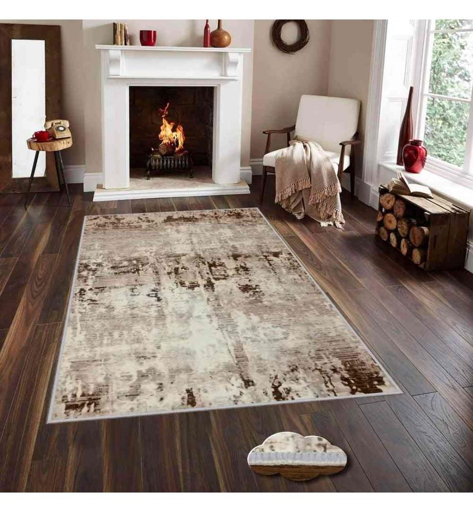 Tappeto, Crema, Beige, Visone, 100% poliestere, 140 x 220 cm