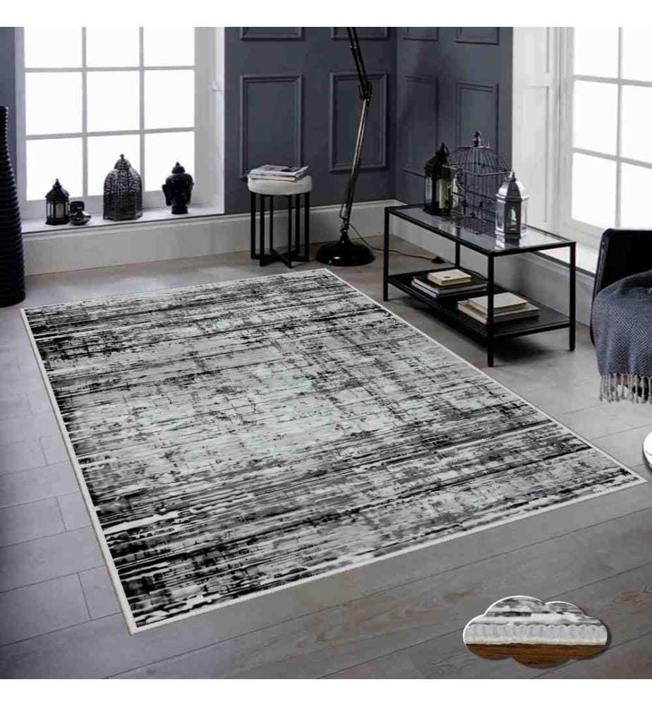 Tappeto, Bianco, Grigio, Nero, 100% poliestere, 80 x 150 cm