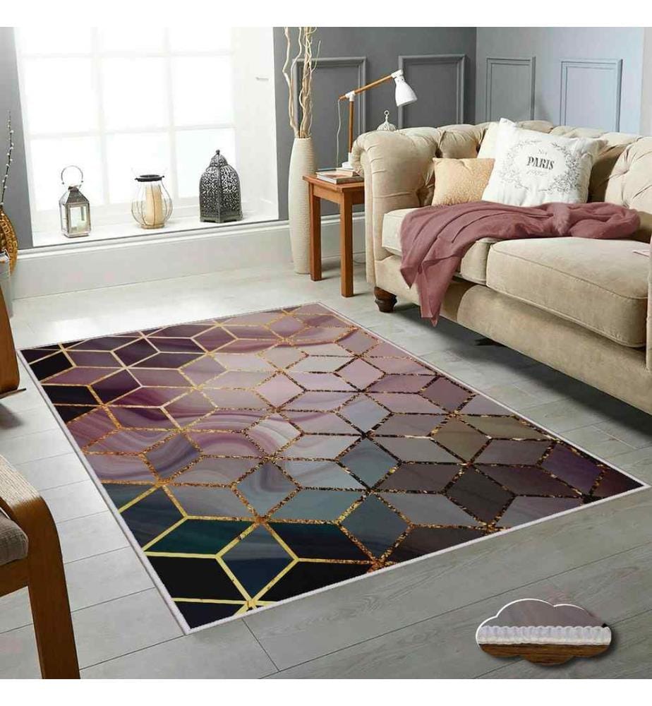 Tappeto, Lilla, Viola, Beige, Crema, Oro, 100% poliestere, 180 x 280 cm