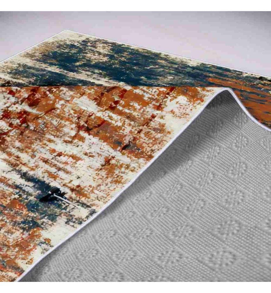 Tappeto, Arancione, Rosso, Blu, Crema, Beige, 100% poliestere, 120 x 180 cm